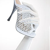 Винтаж handmade. Livemaster - original item White sandals-clogs from genuine perforated leather. Handmade.