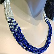 Necklace-choker and bracelet set with aquamarine 