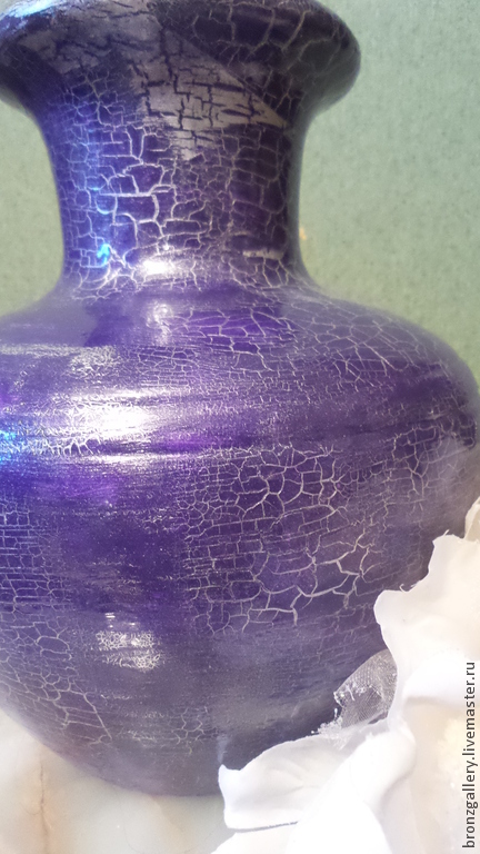 Ваза керамическая "Аметист" сиреневый фиолетовый серебро керамика