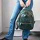  Women's leather backpack dark green with malachite pockets. Backpacks. Natalia Kalinovskaya. My Livemaster. Фото №5