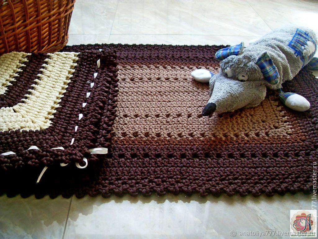 Mat rug handmade knotted cord multi Colored, Floor mats, Kabardinka,  Фото №1