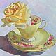 Картина-миниатюра маслом Цветы и чай #2, Картины, Самара,  Фото №1