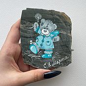 Магнит из камня Яшма с росписью Нерпа Байкал