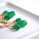 Earrings with green onyx, gilt, heart, drops. Earrings. White Book. My Livemaster. Фото №4