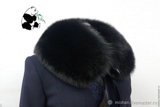 Fur detachable collar of Fox fur. Black. TK-510, Collars, Ekaterinburg,  Фото №1