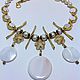 Dressy glamorous set in the romantic style of NAT. pearls and mother of pearl.Original gift for any celebration. Wedding decoration in Oriental style.Wedding gift.