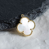 Материалы для творчества handmade. Livemaster - original item Pendant Clover white Mother of pearl, gilding. Handmade.