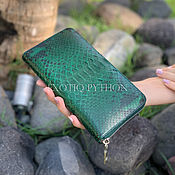 Сумки и аксессуары handmade. Livemaster - original item Green Python leather Wallet. Handmade.