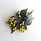 Spotlight Leather Flower Brooch grey with yellow stamens. Brooches. De-Si-Re. Online shopping on My Livemaster.  Фото №2