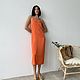 Combination dress with a raw upper edge ( orange/ cream-br, Dresses, Moscow,  Фото №1