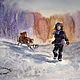  Watercolor Painting Drawing Snow Kids Winter FUN WALK. Pictures. pictures & decor of TanyaSeptember. Online shopping on My Livemaster.  Фото №2