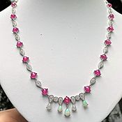 Украшения handmade. Livemaster - original item Necklace with natural rubies and opals. Handmade.