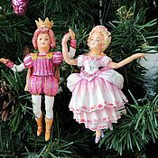 Сувениры и подарки handmade. Livemaster - original item Christmas toys made of cotton wool Set Cinderella and Prince. Handmade.