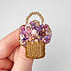 Order Beaded brooch Basket with flowers, pink brooch. Zveva. Livemaster. . Brooches Фото №3