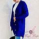 Warm cardigan with an asymmetrical hem ultramarine color on the buttons, Cardigans, Krivoy Rog,  Фото №1