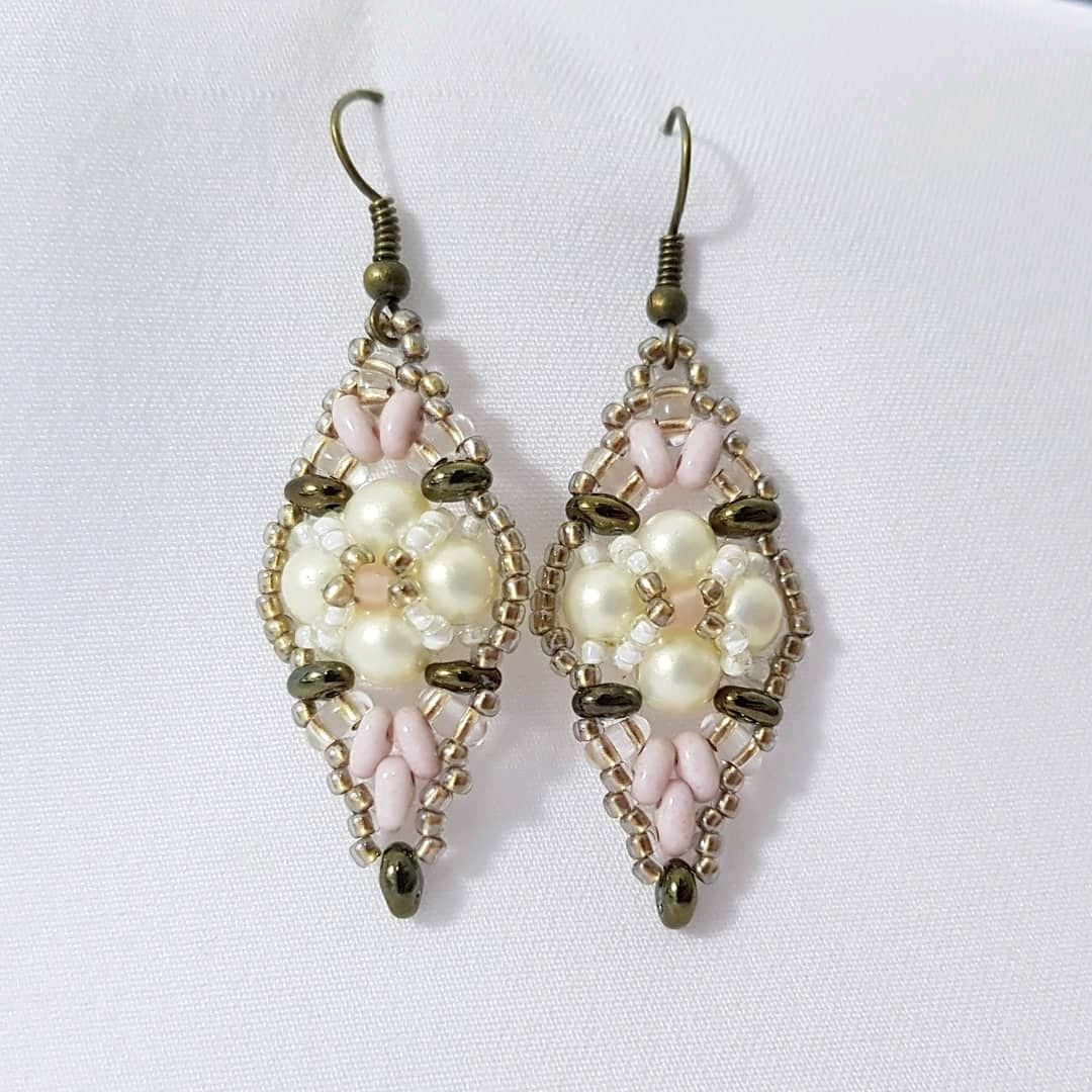 Bead earrings pink "Dusty rose", Earrings, Kireevsk,  Фото №1