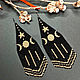 Long Beaded Earrings with Fringe Black and Gold. Earrings. StylishThings4U. My Livemaster. Фото №5