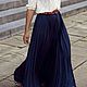Order Pleated chiffon skirt dark blue, sulphur, grey. Yana Levashova Fashion. Livemaster. . Skirts Фото №3
