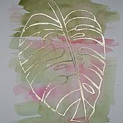 Картины и панно handmade. Livemaster - original item Interior painting with potala Monstera leaf plant motif. Handmade.