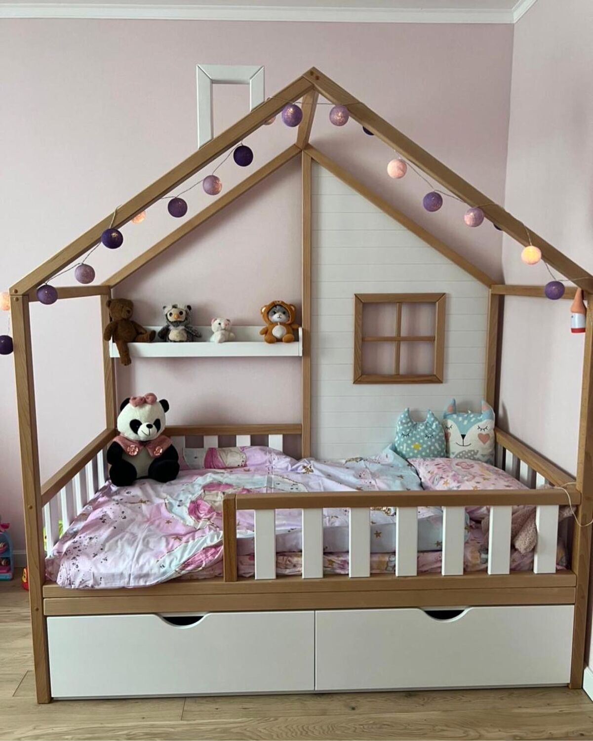 Двухэтажная кроватка в кукольный домик для кукол 8-12 см