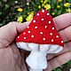 Брошь мухомор из шерсти. Брошь-булавка. Валяние с любовью (lovely-felting). Интернет-магазин Ярмарка Мастеров.  Фото №2