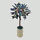 Дерево из лазурита `Иоланта` в вазочке из оникса