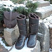 Обувь ручной работы handmade. Livemaster - original item Copy of Winter Boots moccasin Suede Fur sheepskin Red. Handmade.