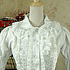 Victorian  White Lace Ruffle Blouse with Cape. Blouses. lacegarden. My Livemaster. Фото №4