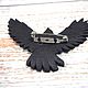 Leather curly Raven brooch. Brooches. Tatiana (Leather bracelets). My Livemaster. Фото №6