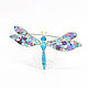 brooch Dragonfly. Brooch with turquoise, charoite, mother of pearl, rhodonite. Brooches. ARIEL - MOSAIC. My Livemaster. Фото №5