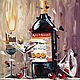 Картина маслом Натюрморт бокал вино мартини свеча, Картины, Краснодар,  Фото №1