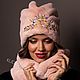 Заказать Шапка расшитая эко-кролик "Розовая пудра". KUDESNITSA Designer Accessories. Ярмарка Мастеров. . Шапки Фото №3