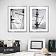 Diptych with black and white photos for the interior. Author's photo paintings with ships, Elena Anufrieva. Frigate 