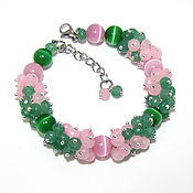 Украшения handmade. Livemaster - original item Bracelet made of beads and stones pink and green. Handmade.