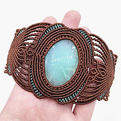 Украшения handmade. Livemaster - original item Chrysoprase Bracelet Natural Stone Brown Green Mint Wide. Handmade.