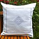 Pillow case linen 100% Russian embroidery coffee with milk 40/40 with earrings, Pillow, St. Petersburg,  Фото №1