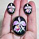 Toshikane Japan 40s pink Orchid brooch and earrings set, Vintage earrings, Ramenskoye,  Фото №1