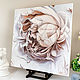 Большая картина белый пион цветы маслом на холсте 80х80 см, Картины, Екатеринбург,  Фото №1
