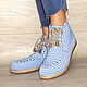 Knitted boots with lacing, blue cotton. Boots. florina34. Online shopping on My Livemaster.  Фото №2