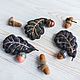  Wool leaves & clay acorn. Брошь-булавка. OЛАРТ         текстильные увлеченья. Ярмарка Мастеров.  Фото №4