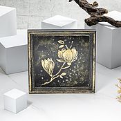 Картины и панно handmade. Livemaster - original item Golden Magnolia Glass Poster. Handmade.