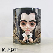 Посуда handmade. Livemaster - original item Ceramic mug decorated with handmade from polymer clay Beetlejuice. Handmade.