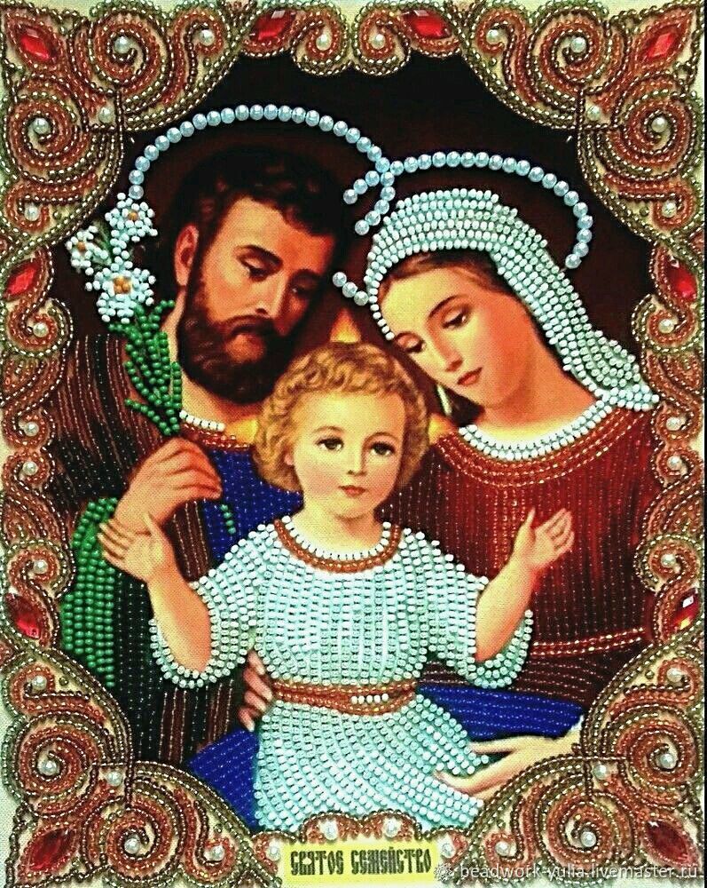 Святые за семью. Святое семейство икона католическая. Костомаровская икона святое семейство. Святое семейство икона бисером. Икона Святая семья.