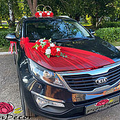 Свадебные украшения на машину в лавандовом цвете №79