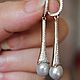 Earrings with cubic Zirconia and Baroque pearls, Earrings, Krasnoyarsk,  Фото №1