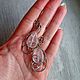 Drop earrings with rose quartz wire wrap. Earrings. selenawirejewelry. My Livemaster. Фото №5