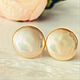 Peach Paradise poussettes with natural pearls, Stud earrings, Tolyatti,  Фото №1