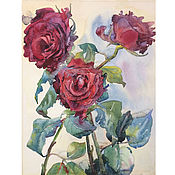 Картины и панно handmade. Livemaster - original item The picture of burgundy Roses is decorated!. Handmade.