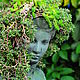 Antique Girl's Bust-planter grey concrete moss aged, Flowerpots are garden, Azov,  Фото №1
