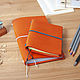 Leather diary 'Juicy tangerine' 14h9cm, Notebook, St. Petersburg,  Фото №1